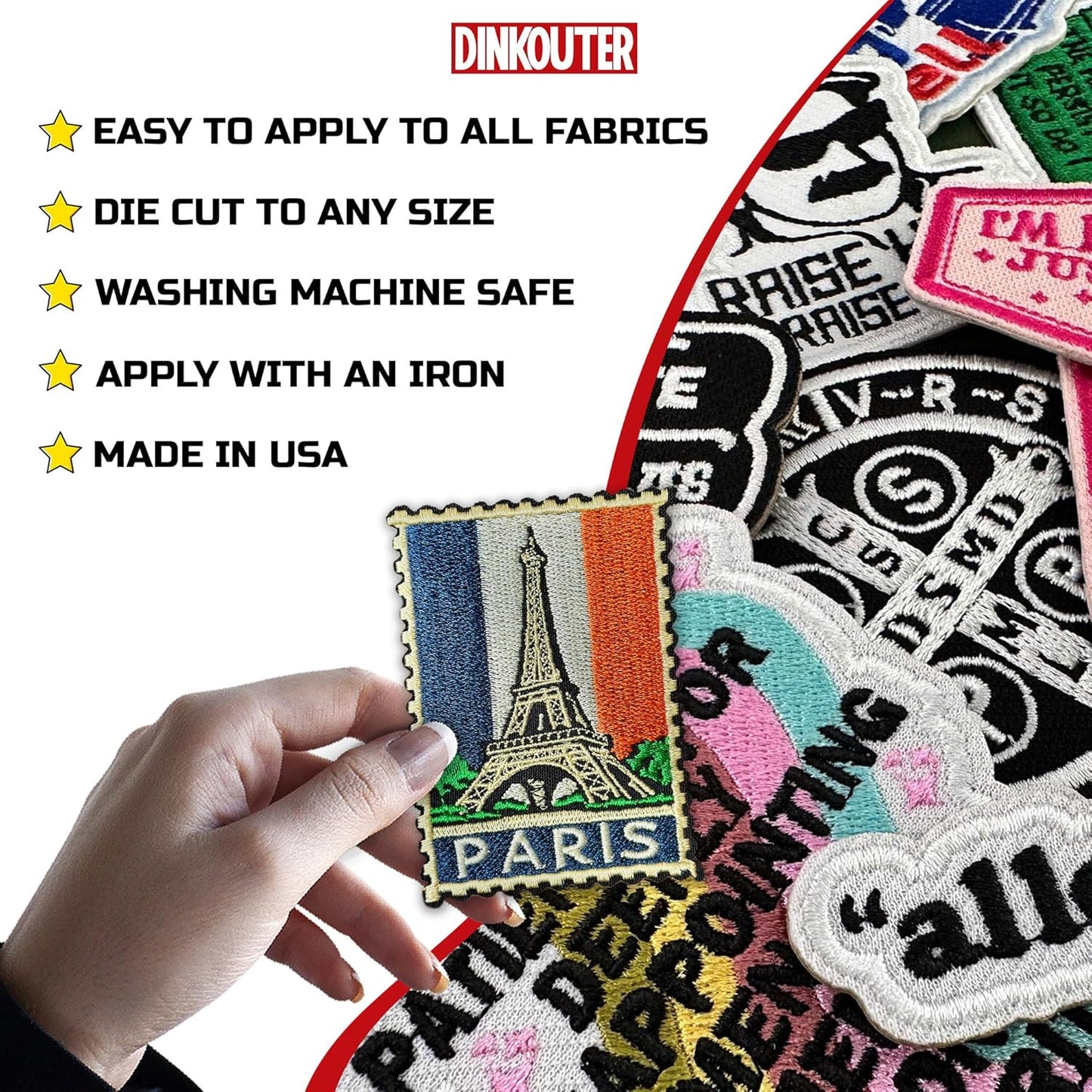 Eiffel Paris Tower Patch 3" Travel Lovers Country Traveling Souvenir Stamp Iron On/Sew On Embroidery Patch for Caps, Backpacks, Jackets, Uniform DIY PVC Patches Gift for Her Girls 3 Inches
