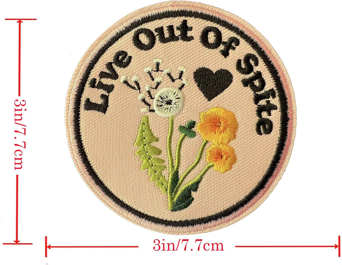 Live Out of Spite Patch Funny Size 3 Inch Dandelion Flower Embroidered Fabric Badges Hook and Loop Military Army Tactical Morale Patches for Trucker Hats Backpack Bag Vest Clothes Girly Gifts