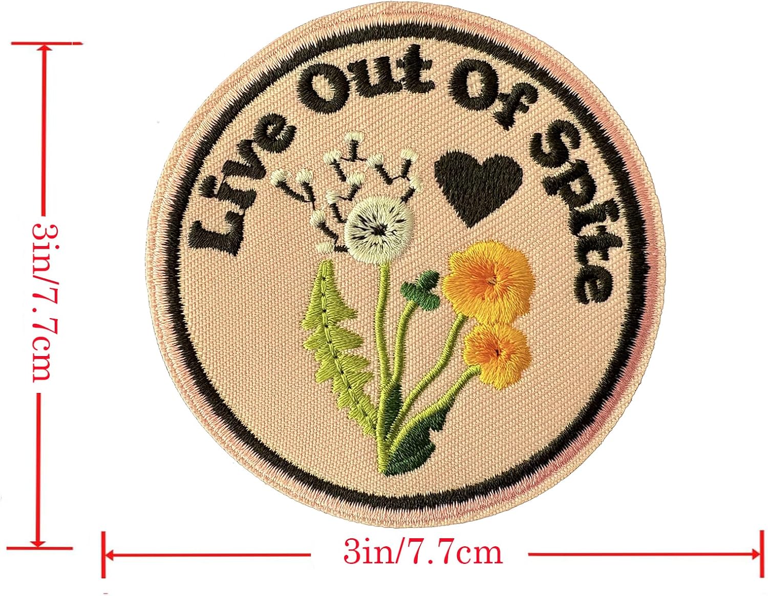 Live Out of Spite Patch Funny Size 3 Inch Dandelion Flower Embroidered Fabric Badges Hook and Loop Military Army Tactical Morale Patches for Trucker Hats Backpack Bag Vest Clothes Girly Gifts