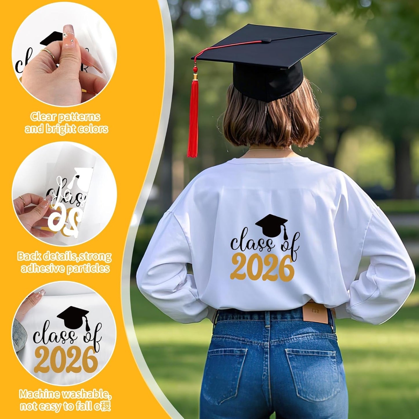 30 Sheets Senior 2026 Iron on Transfers for T-Shirts, Class of 2026 Graduation DTF Transfers Ready to Press Heat Transfers Vinyl, Iron on Patches for Clothes Bag Pillow Covers DIY Crafts