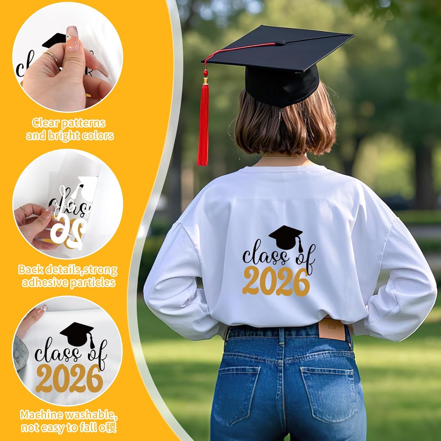 30 Sheets Senior 2026 Iron on Transfers for T-Shirts, Class of 2026 Graduation DTF Transfers Ready to Press Heat Transfers Vinyl, Iron on Patches for Clothes Bag Pillow Covers DIY Crafts