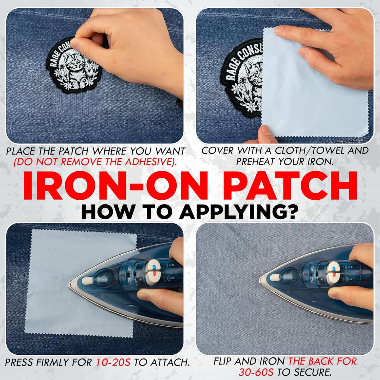 Cat Rage Consumes Me Patch 3 Inch Funny Cute Cat Sarcastic Kitten Flower Embroidered Patches Iron On Sew On for Backpack, Jacket, Hat, Jeans DIY Uniform Clothes Gift for Men Women Kid Size 3 Inches