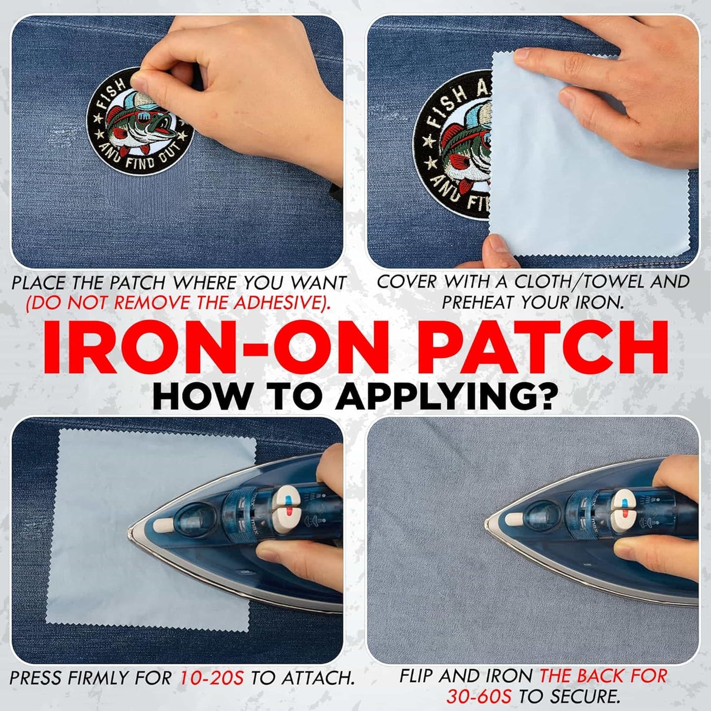Fish Around and Find Out Patch 3 Inch Funny Fishing Bass Fish Lovers Embroidered Patches Iron On Sew On for Backpack, Jacket, Hat, Jeans DIY Uniform Clothes Gift for Men Women Kid Size 3 Inches