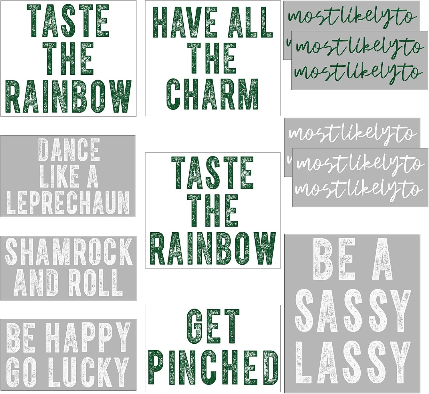 Harloon 12 Pcs St. Patricks Day Iron on Transfers Most Likely Lucky Shamrock Iron on Decals Patches Green Heat Transfers Vinyl Decals for Irish T Shirts Clothes Bag Pillow Covers DIY Craft Decoration