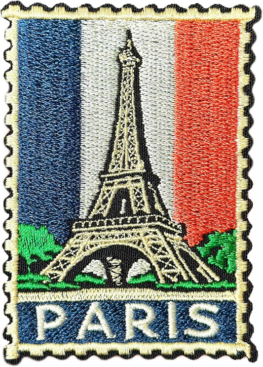 Eiffel Paris Tower Patch 3" Travel Lovers Country Traveling Souvenir Stamp Iron On/Sew On Embroidery Patch for Caps, Backpacks, Jackets, Uniform DIY PVC Patches Gift for Her Girls 3 Inches