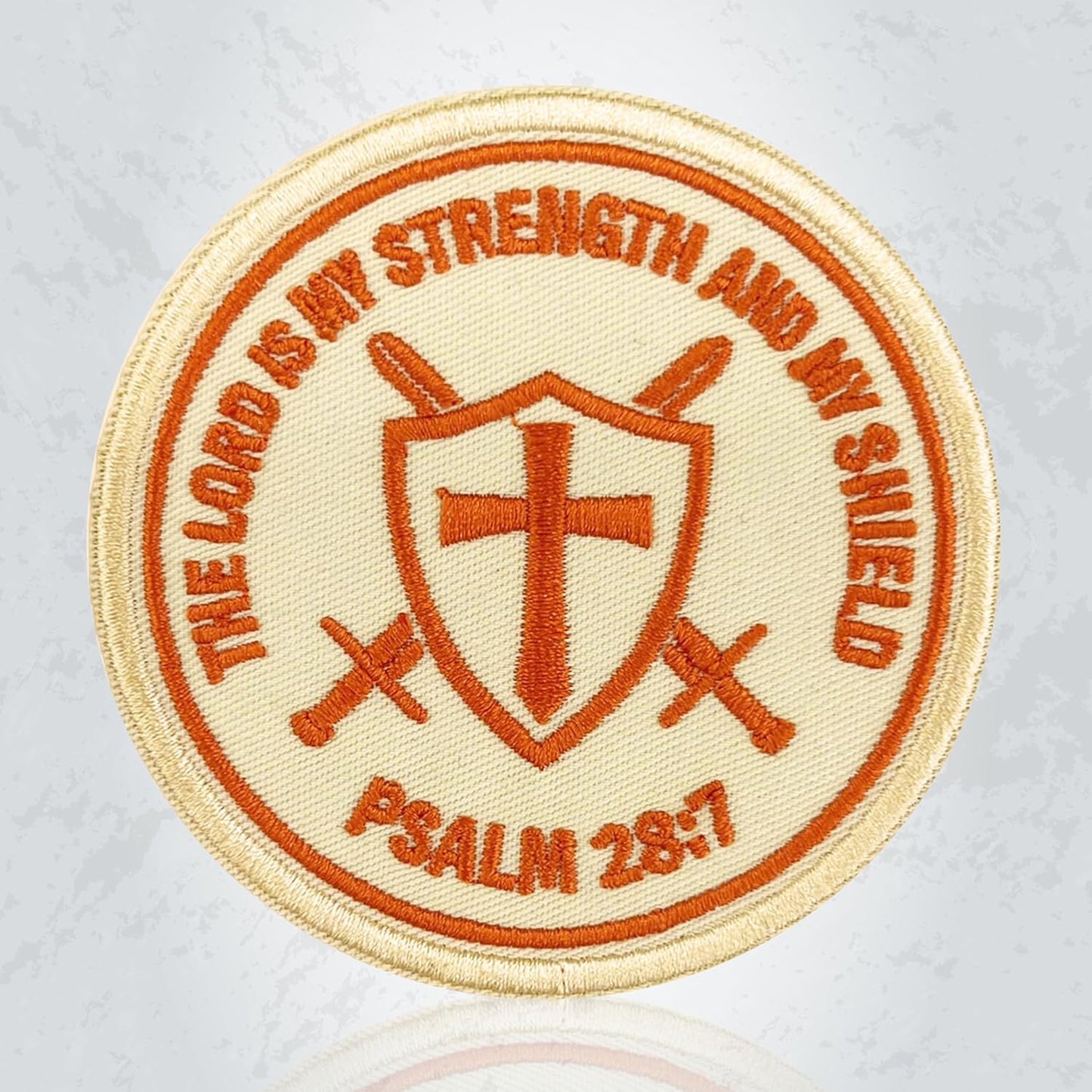 The Lord is My Strength and My Shield Patch 3 Inch Faith Bible Verse Christian Embroidered Patches Sew On Iron On for Backpack, Jacket, Hat DIY Uniform Clothes Gift for Men Women Kid Size 3 Inches