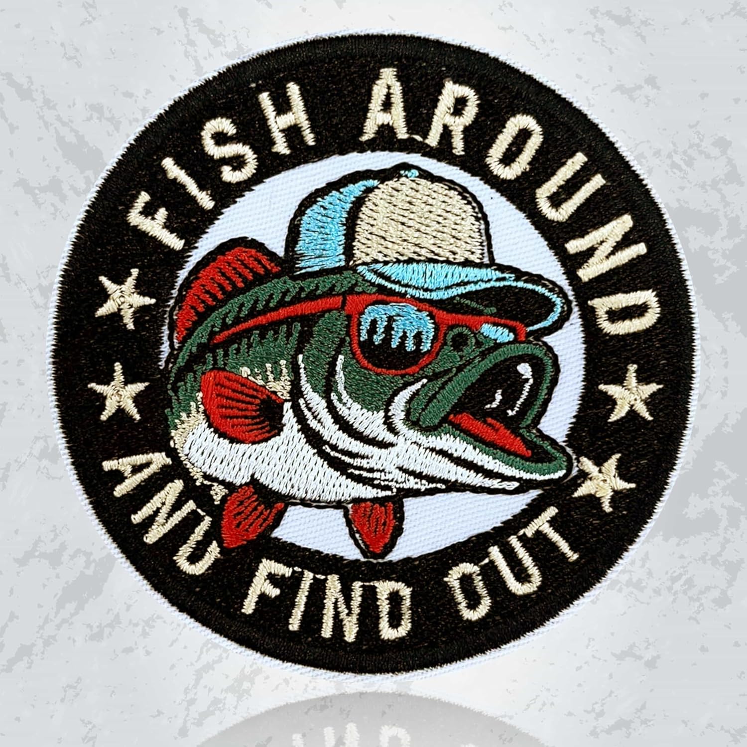 Fish Around and Find Out Patch 3 Inch Funny Fishing Bass Fish Lovers Embroidered Patches Iron On Sew On for Backpack, Jacket, Hat, Jeans DIY Uniform Clothes Gift for Men Women Kid Size 3 Inches